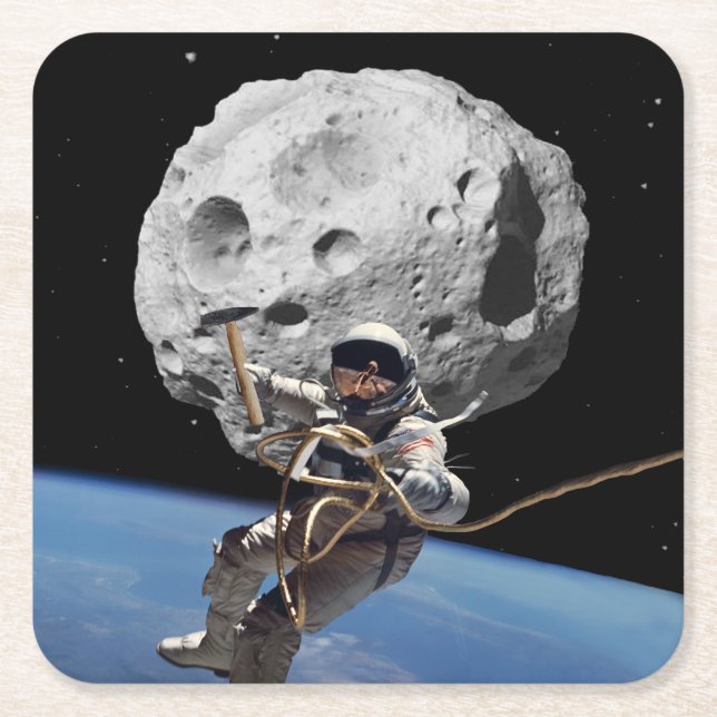 Asteroid Miner Square Paper Coaster (Front)