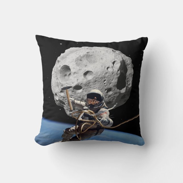 Asteroid Miner Throw Pillow (Front)