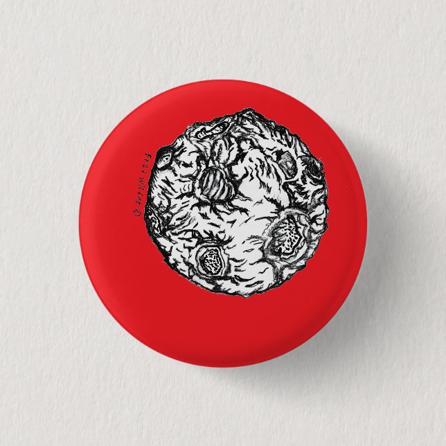 Asteroid on red background  1 inch round button (Front)