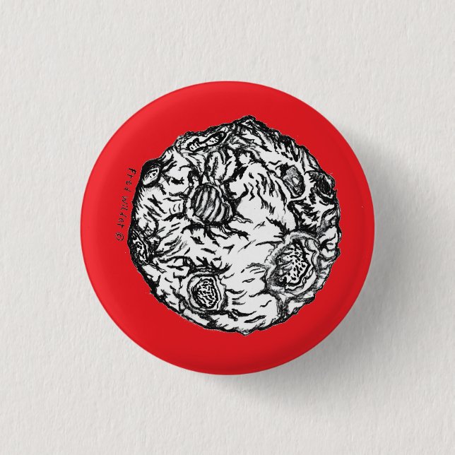 Asteroid on red background  1 inch round button (Front)