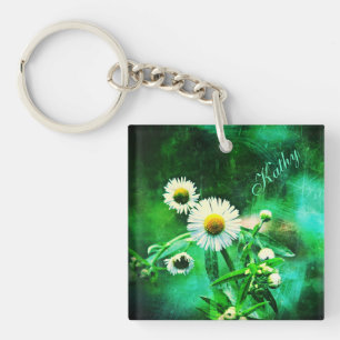 Asters Aglow/Green Key Chain *Personalized*