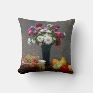 Asters and Fruit, Henri Fantin-Latour Throw Pillow