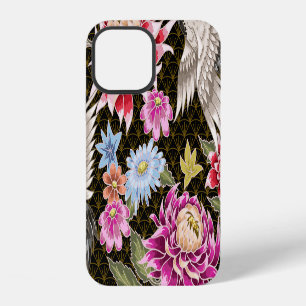 Asters Cranes: Painted Seamless Japanese Style iPhone 12 Case