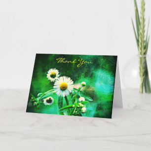 Asters Green Glow Thank You Greeting Card