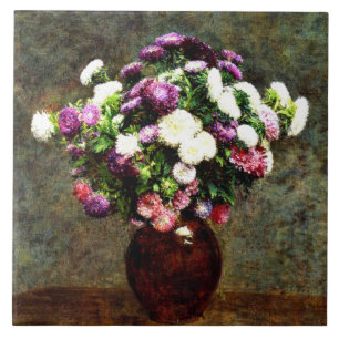 Asters in a Vase - Henri Fantin-Latour painting, Tile