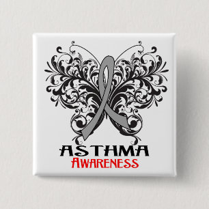 Asthma Awareness Butterfly 2 Inch Square Button