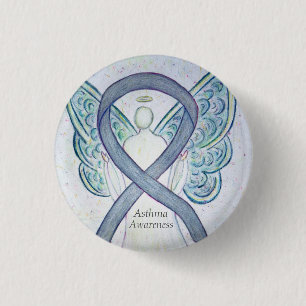 Asthma Awareness Ribbon Angel Customized Art Pin