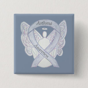Asthma Awareness Ribbon Angel Customized Art Pin