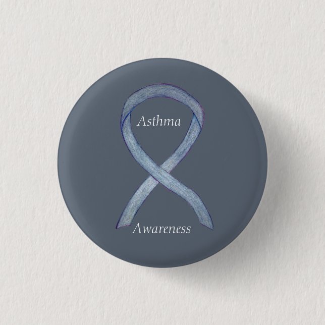 Asthma Awareness Ribbon Customized Button Pins (Front)