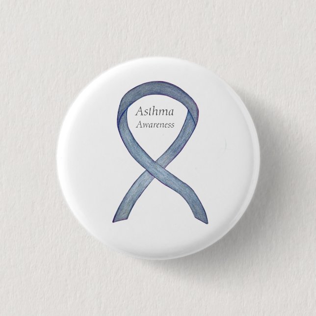 Asthma Awareness Ribbon Customized Button Pins (Front)