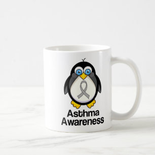 Asthma Grey Ribbon Support Penguin Coffee Mug