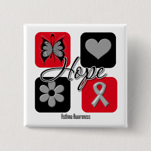 Asthma Hope Love Inspire Awareness 2 Inch Square Button