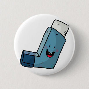 Asthma Inhaler happy cartoon 2 Inch Round Button