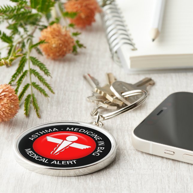 ASTHMA - MEDICINE  Medical Alert - Button Keychain (Side)