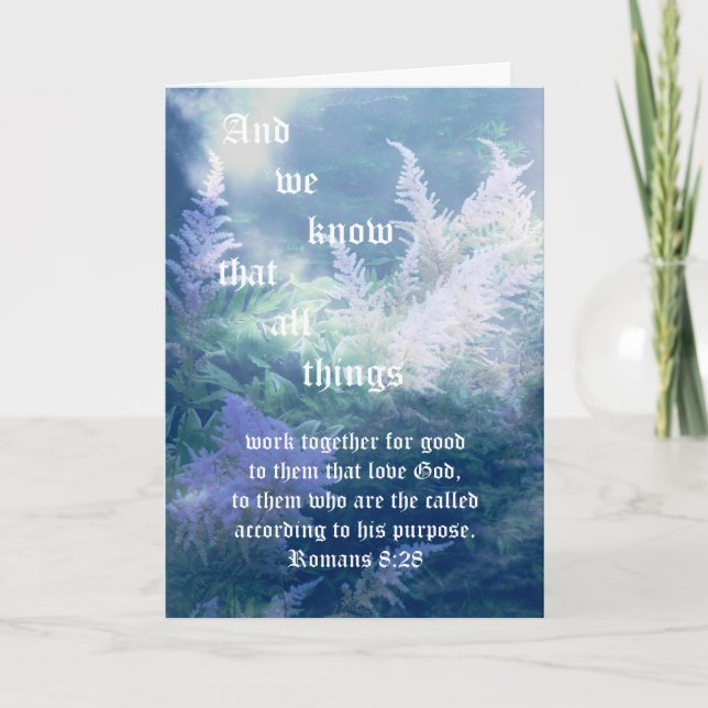 Astilbe Blue Mist Romans 8:28 Thank You Card (Front)
