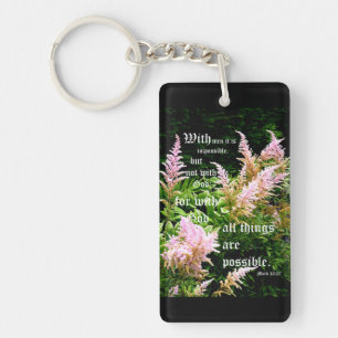 Astilbe with Mark 10:27 Keychain