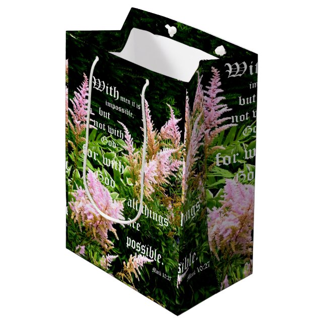 Astilbe with Mark 10:27 Medium Gift Bag (Front Angled)