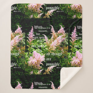 Astilbe with Mark 10:27 Sherpa Blanket