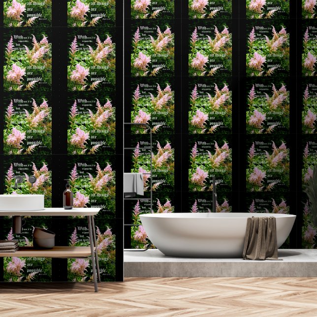 Astilbe with Mark 10:27 Wallpaper (Bathroom)