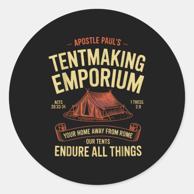 Astle Paul's Tentmaking Emrium Christians Camng Fu Classic Round Sticker (Front)