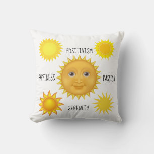 Astonishing Happy smilling Sun Face Bright Yellow Throw Pillow