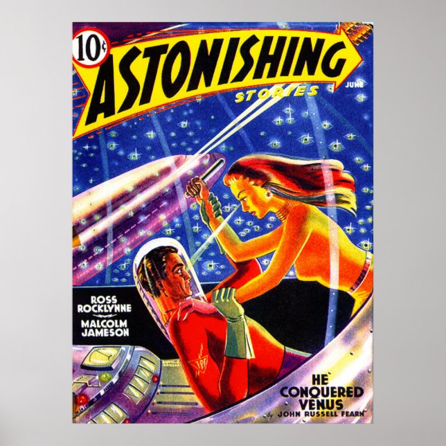 ASTONISHING STORIES Vintage Pulp Magazine Cover Poster (Front)