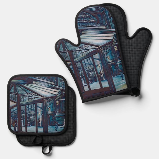 Astor Place Aborigines, NYC Oven Mitt & Pot Holder Set (Front/Back)