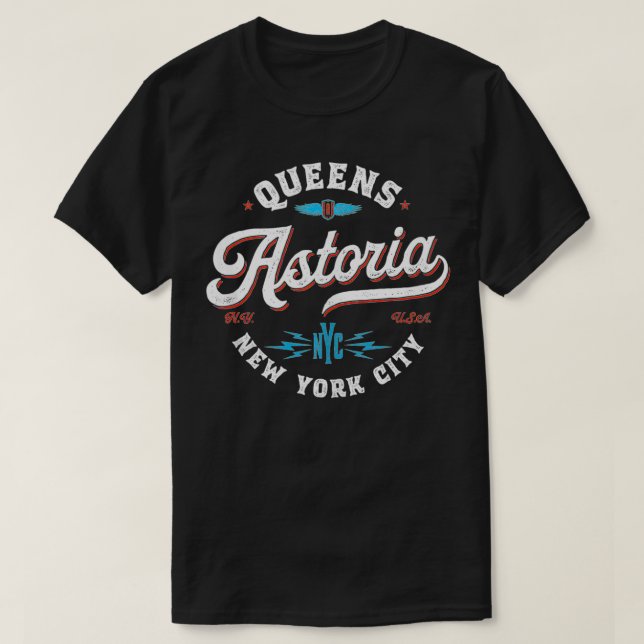 Astoria New York  Queens NYC retro graphic  T-Shirt (Design Front)