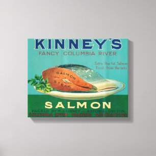 Astoria, Oregon - Kinney's Salmon Case Label Canvas Print