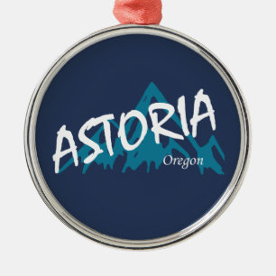 Astoria Oregon Mountains Metal Ornament