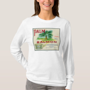 Astoria, Oregon - Palm Salmon Case Label T-Shirt