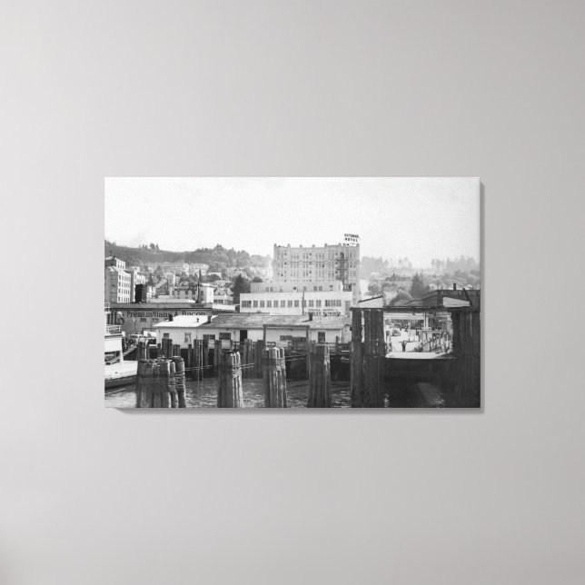 Astoria, Oregon Scene with Ferry Slip Canvas Print (Front)