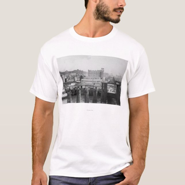 Astoria, Oregon Scene with Ferry Slip T-Shirt (Front)
