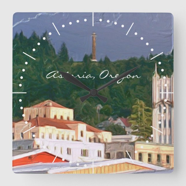 Astoria Oregon Square Wall Clock (Front)