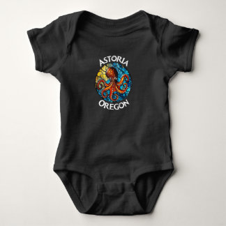 Astoria Oregon Stained Glass Octopus Baby Bodysuit