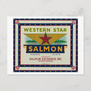 Astoria, Oregon - Western Star Salmon Case Label Postcard