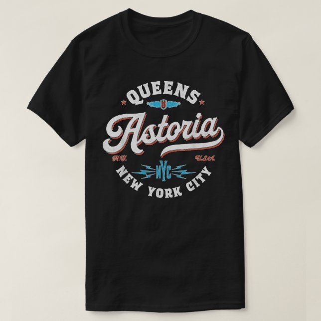 Astoria Queens New York retro graphic T-Shirt (Design Front)