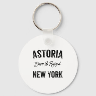 Astoria Queens Nyc Pride Quote Born Raised Native  Keychain