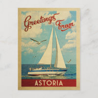 Astoria Sailboat Vintage Travel Oregon
