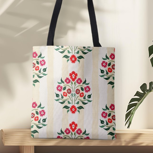 Astors Bouquet Red Floral Seamless Pattern Tote Bag (Creator Uploaded)