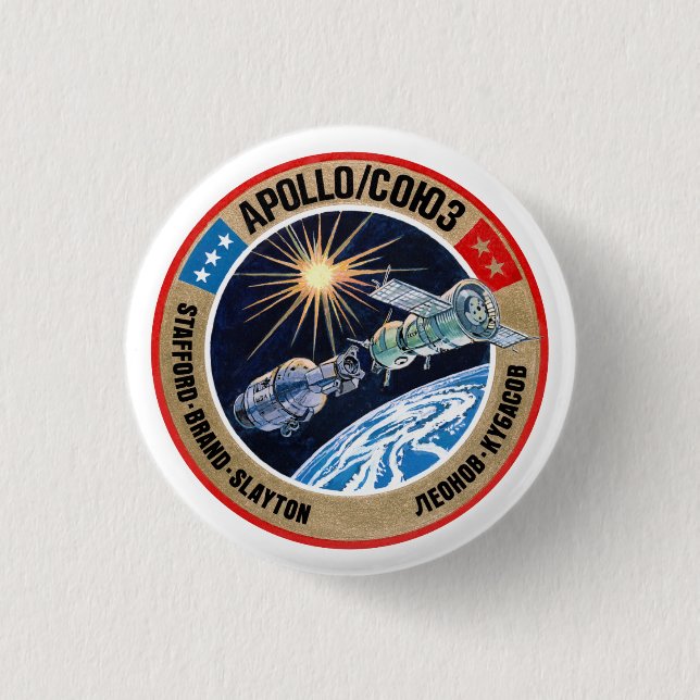 ASTP (Mission Patch)  1 Inch Round Button (Front)