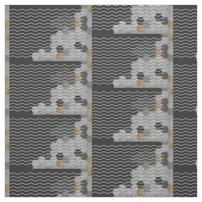 Astract Geometric Chevron Grey Yellow Hexagon Fabric (Swatch)