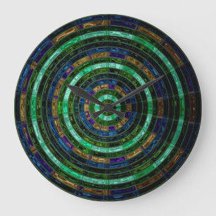 Astract Stained Glass Mosaic Pattern #6 Large Clock