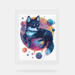 Astral Akita – Cosmic Space Dog Acrylic Sign