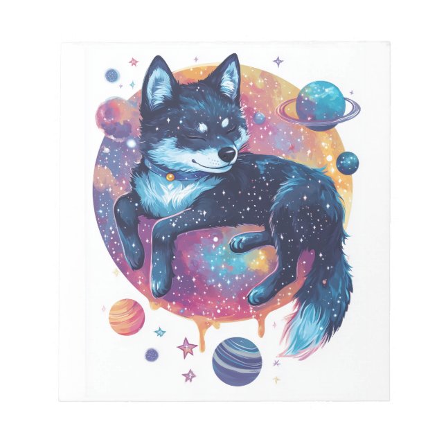 Astral Akita � Cosmic Space Dog Notepad (Front)