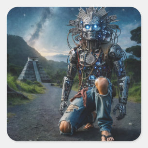 Astral Blue Jeans Warrior Square Sticker