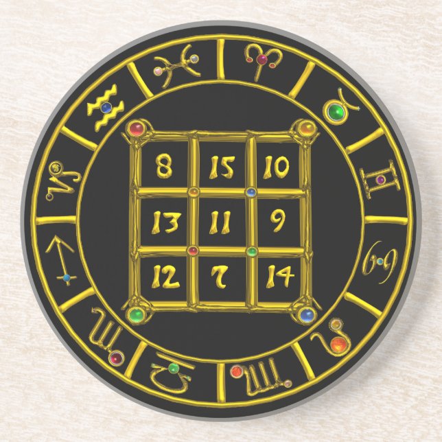ASTRAL CODE,MAGIC SQUARE 33 Zodiac Astrology Chart Coaster (Front)