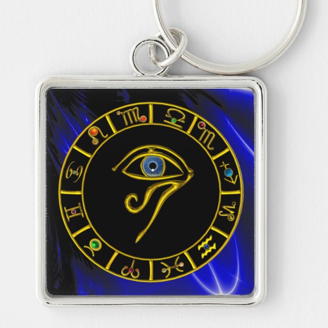 ASTRAL EYE / BLUE TALISMAN / Astrology Chart Keychain (Front)