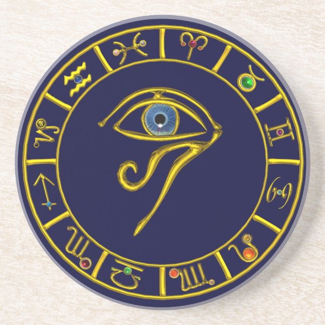 ASTRAL HORUS EYE,BLUE TALISMAN Astrology Chart Coaster (Front)