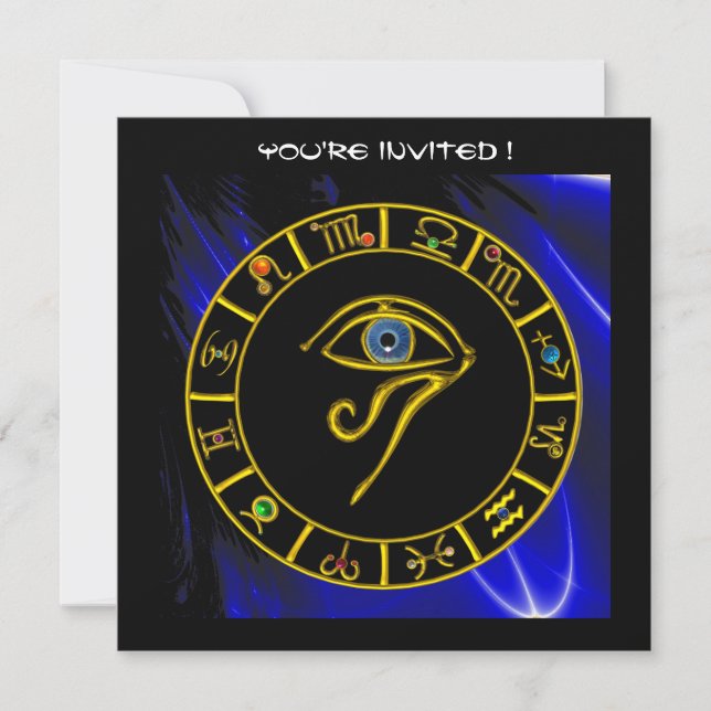 ASTRAL HORUS EYE / BLUE TALISMAN Astrology Chart Invitation (Front)